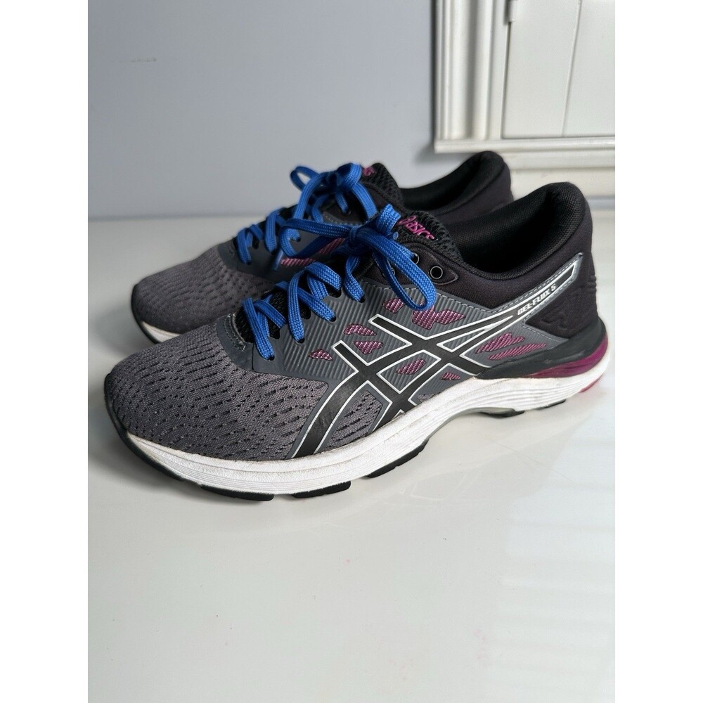 Asics Gel Flux 5 Women’s Running Walking Shoes Grey Black Size 6.5 (T861N)